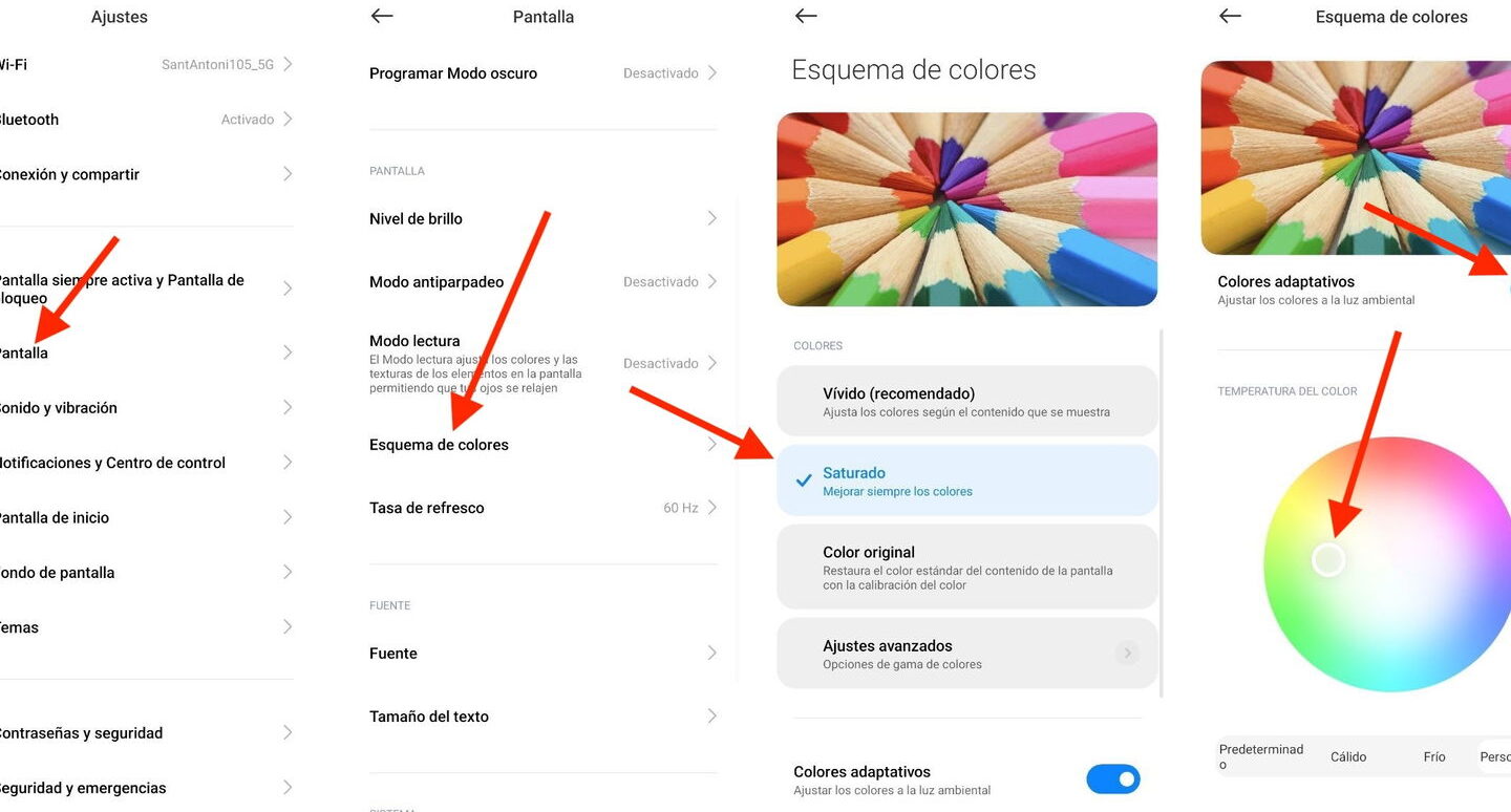 brillo y color en android calibra la pantalla correctamente