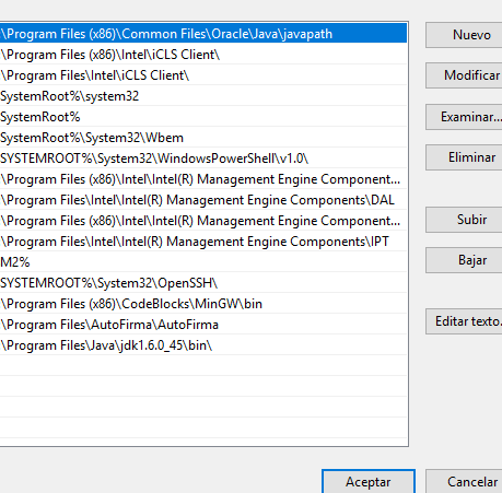 configura variables de entorno y path correctamente