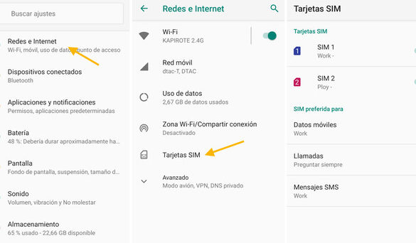 dual sim en android datos llamadas y prioridades